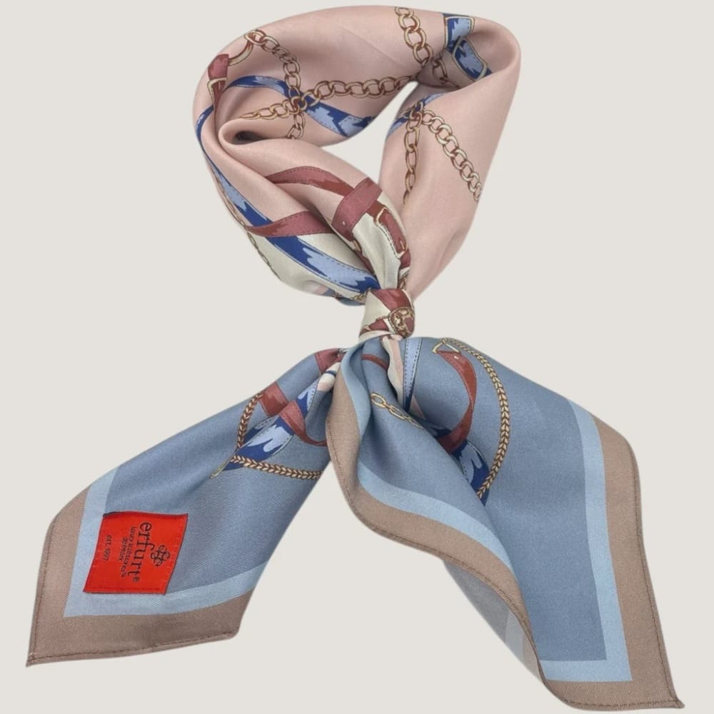 Silk Scarf | Horse Chains | Navy