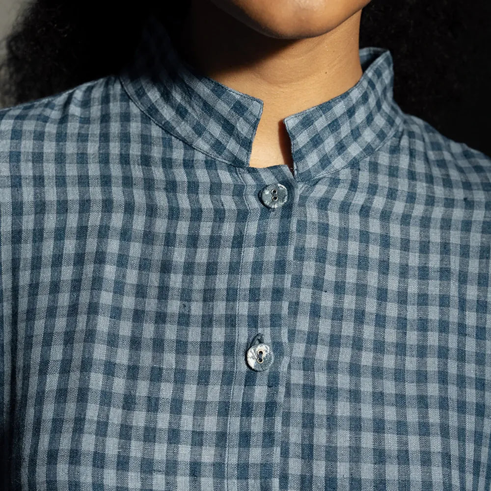 Tara Linen Dress | Ash Blue