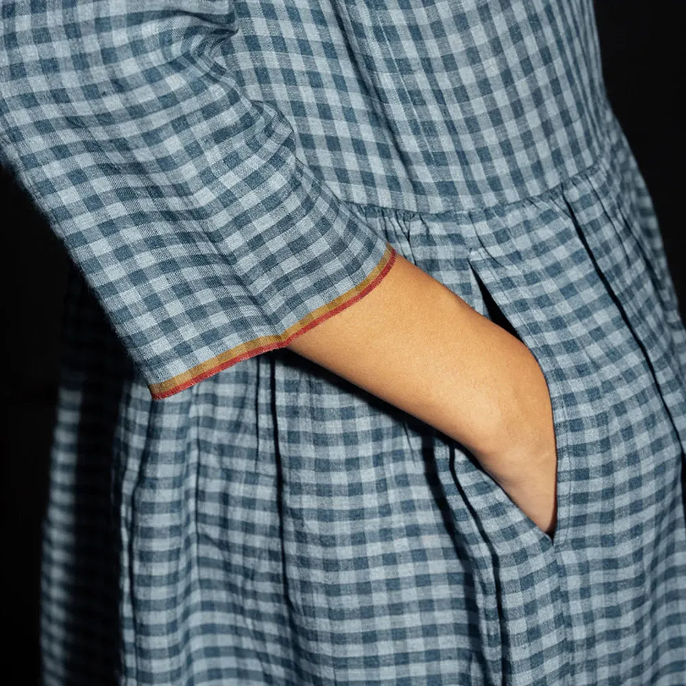 Tara Linen Dress | Ash Blue