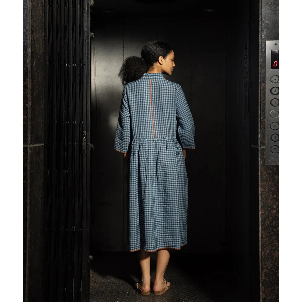 Tara Linen Dress | Ash Blue
