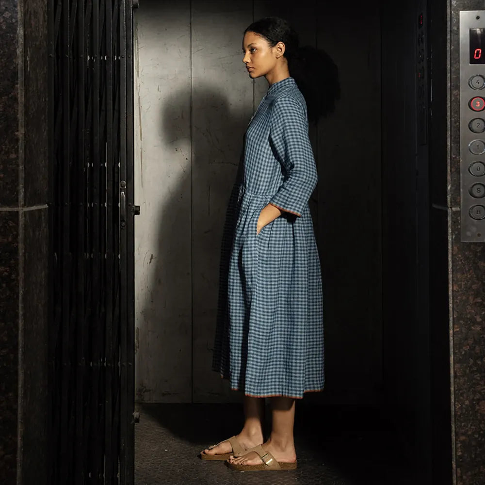 Tara Linen Dress | Ash Blue