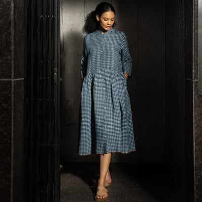 Tara Linen Dress | Ash Blue