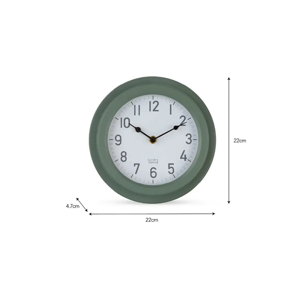 Tenby Clock 22cm | Steel Thistle Green