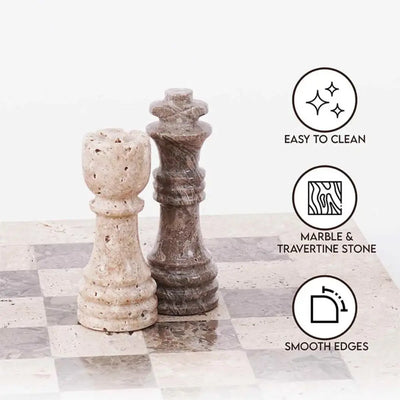 Travertine & Oceanic 30cm | Marble Chess Set