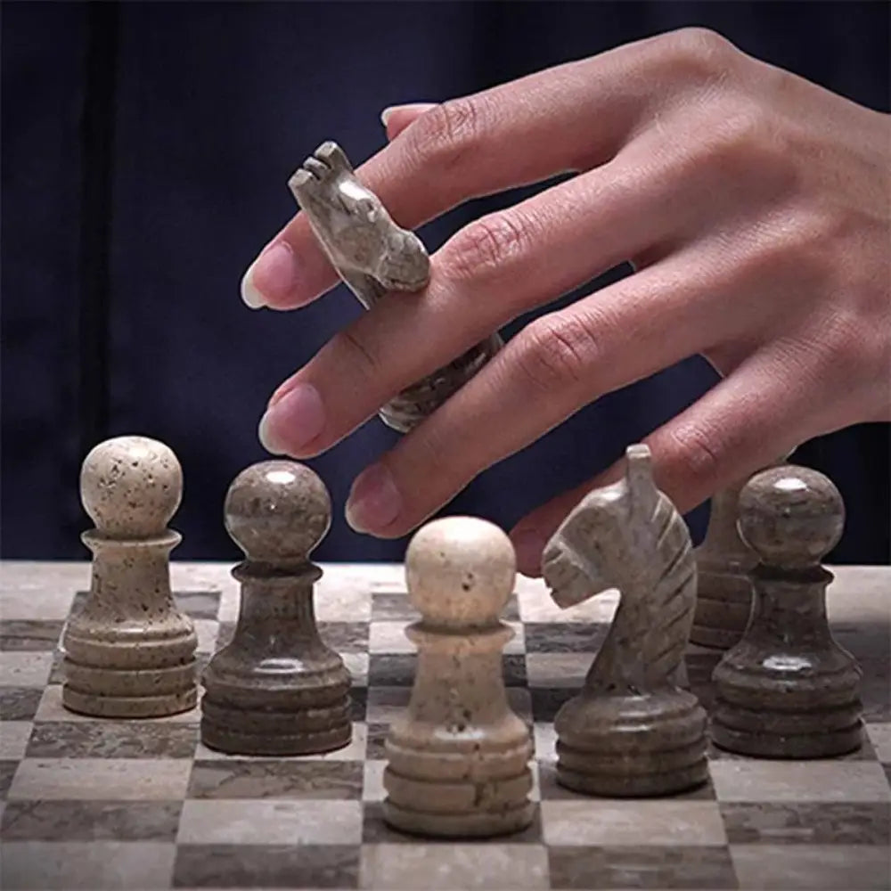 Travertine & Oceanic 30cm | Marble Chess Set