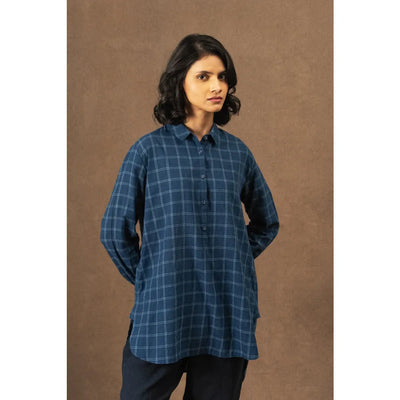 Valerie Cotton Check Shirt | Indigo