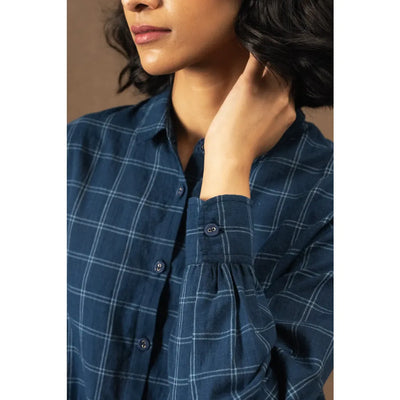 Valerie Cotton Check Shirt | Indigo