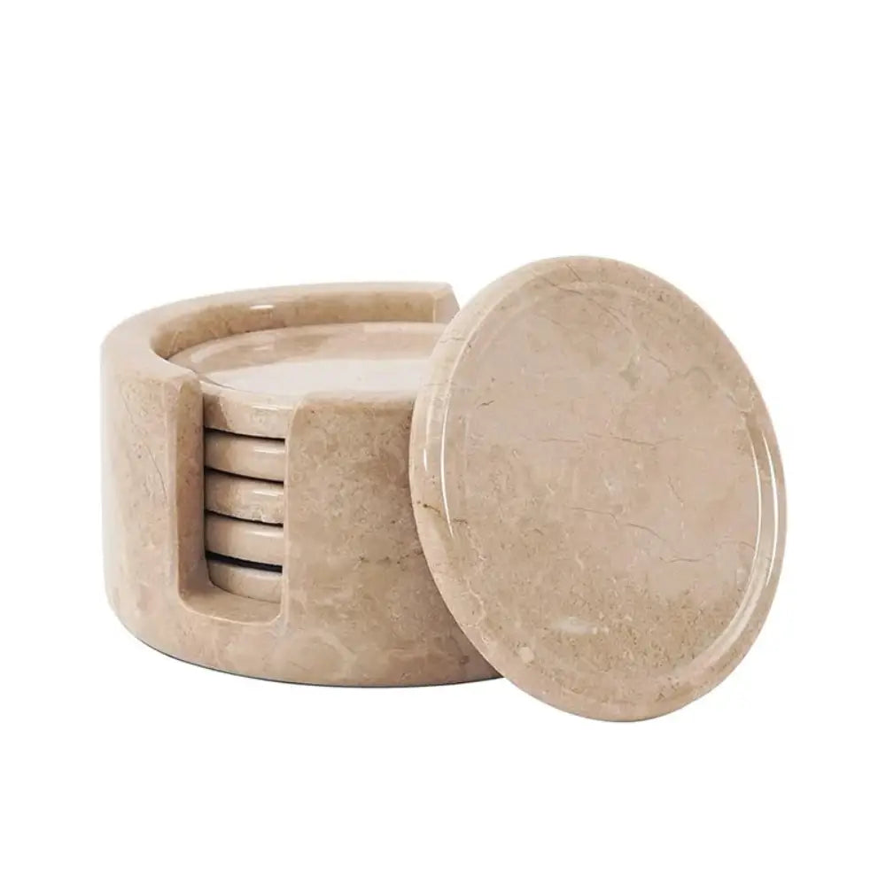 Verona Marble Coasters with Holder | Set of 6