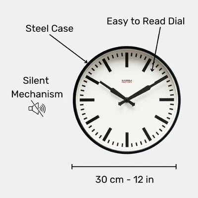 Wall Clock | Factory Black Station | 30cm