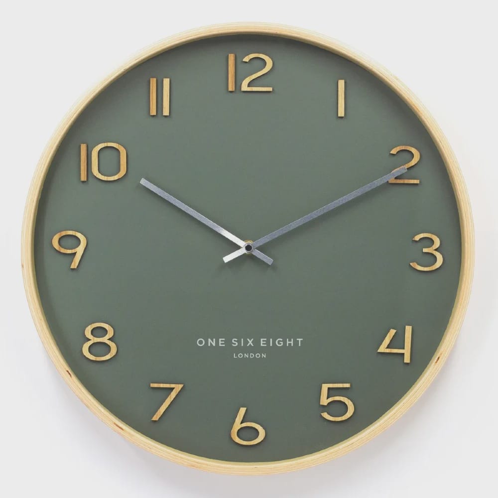Wallace | Timber Wall Clock 41cm | Olive Green