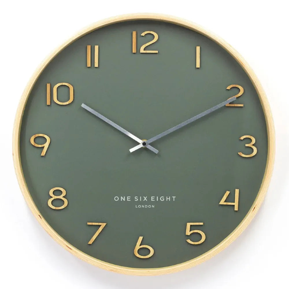 Wallace | Timber Wall Clock 41cm | Olive Green