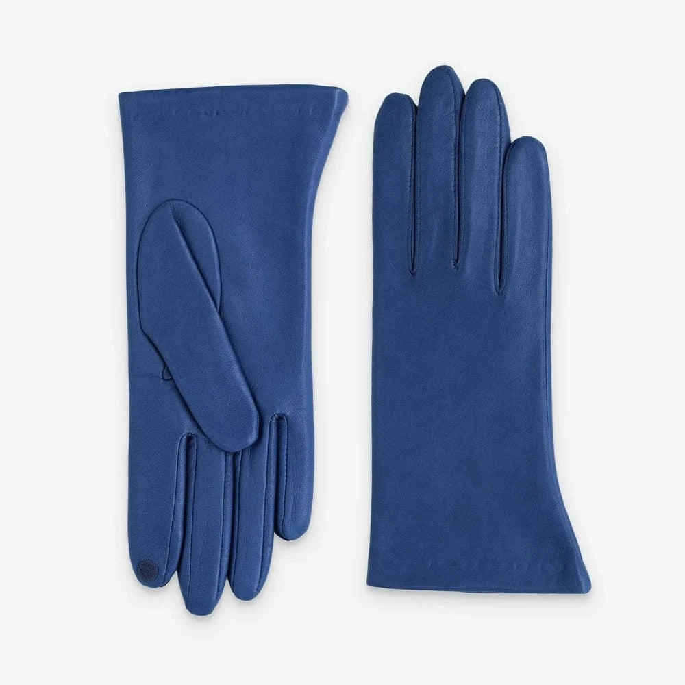Women's Leather Gloves – Silk Lined – Touch Screen | Blue Peony