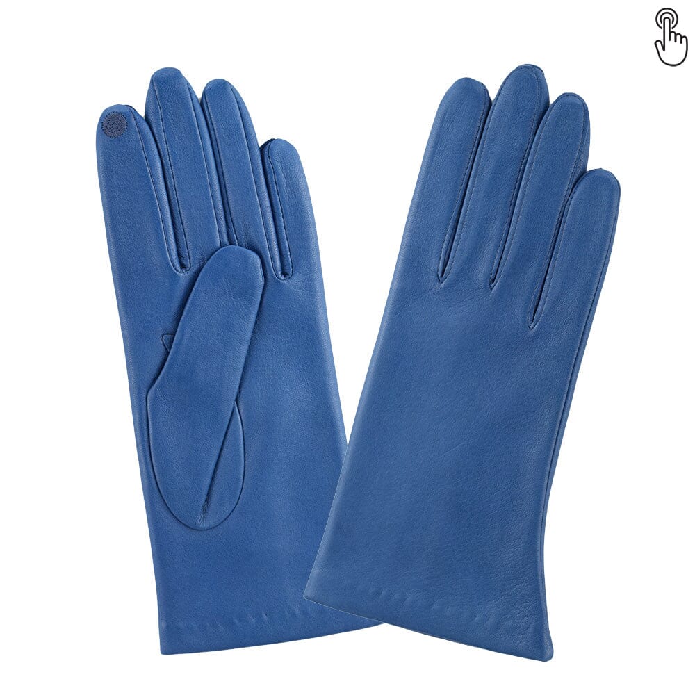 Women's Leather Gloves – Silk Lined – Touch Screen | Blue Peony