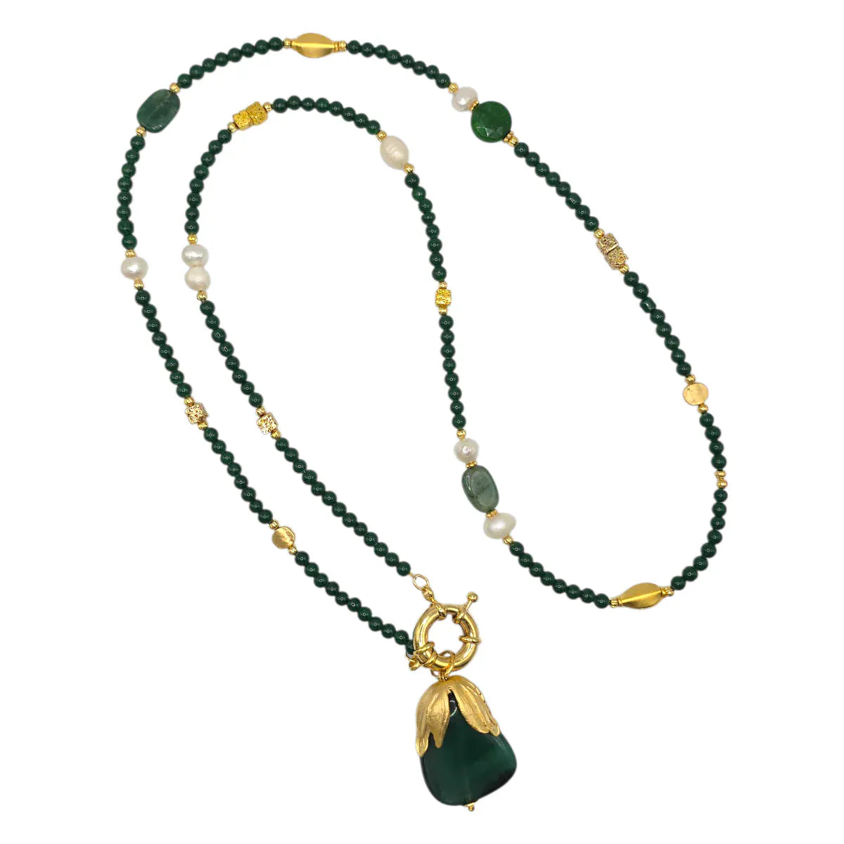 XL Green Beaded Agate Necklace