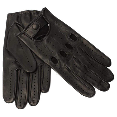 Black / 8.0 Italian Leather Mens Driving Gloves | 2494