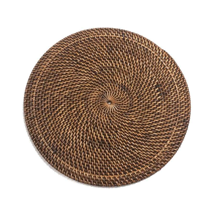 Brown Round Rattan Placemat Cranfields Wellington NZ