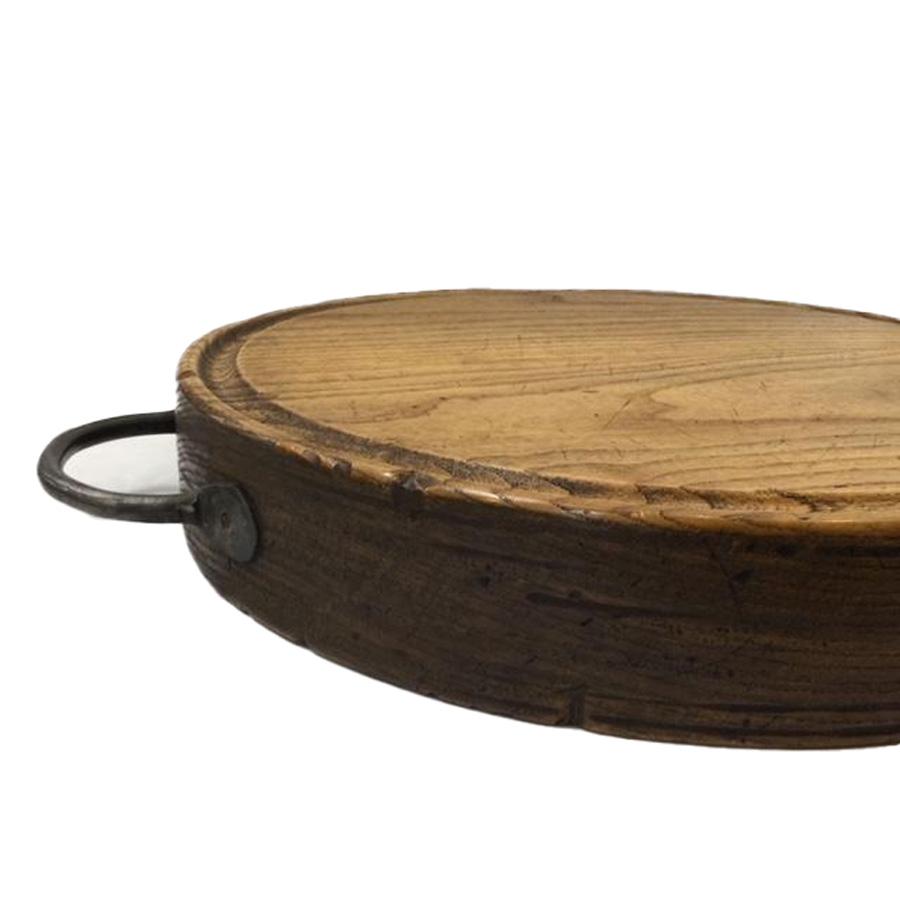 Elm Meat Chopping Block with lron Handles