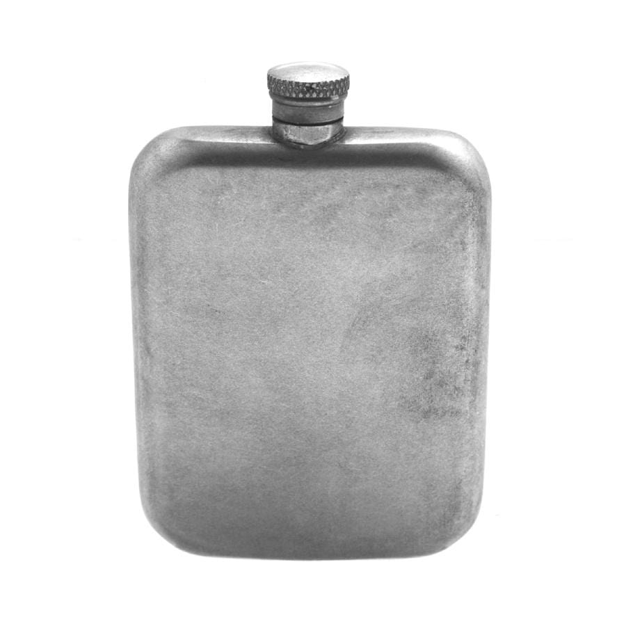 English Oxidised Pewter Hip Flask - 6oz