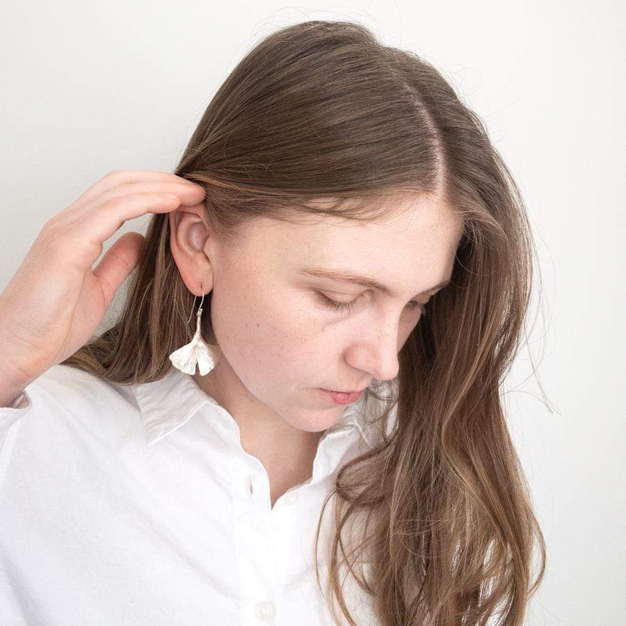 Flying Dog Earrings Small | Gingko Leaf