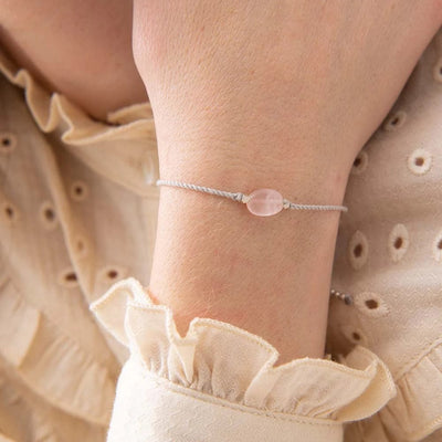 Gemstone Card Rose Quartz Silver Bracelet