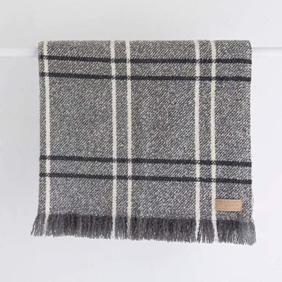 Grey Check Wool Throw | NZ