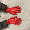 Italian Leather Silk Lined Gloves-Red