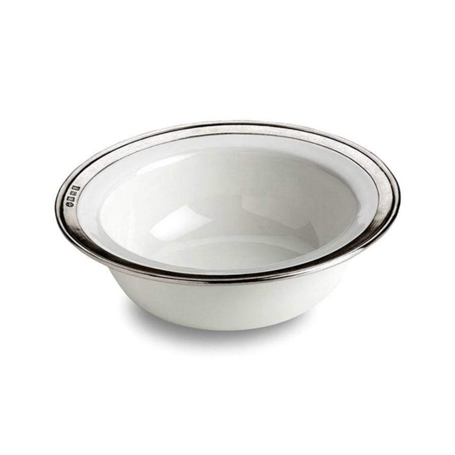 Italian Pewter and Ceramic Cereal Bowl