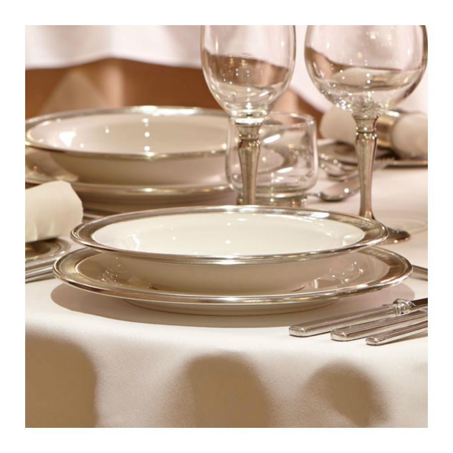 Italian Pewter and Ceramic Soup | Pasta or Dessert Bowl