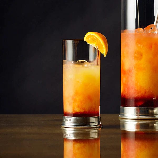 Italian Pewter and Crystal Highball Glass