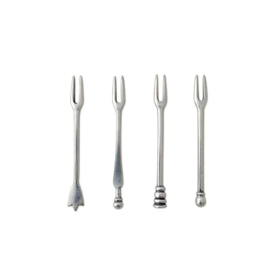 Italian Pewter Assorted Cocktail Forks Set of 4