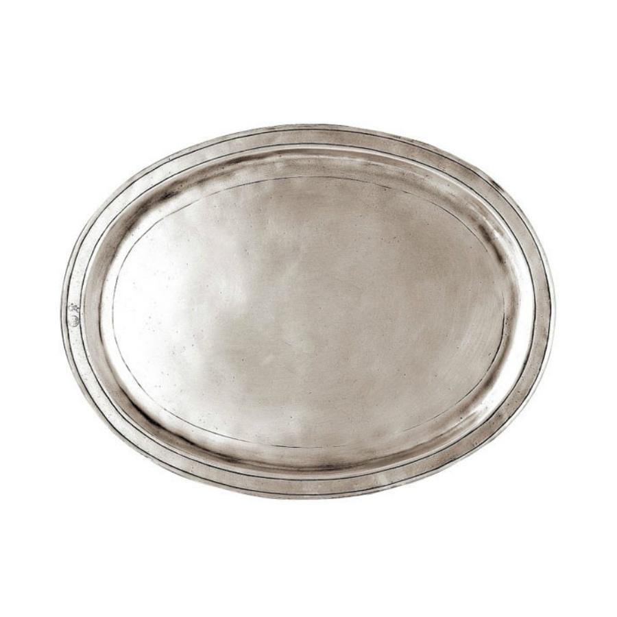 Italian Pewter Oval Tray 'Orvieto' | Extra large