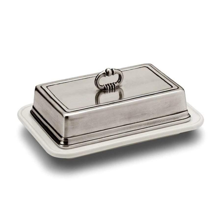 Italian Pewter Rectangle Butter Dish