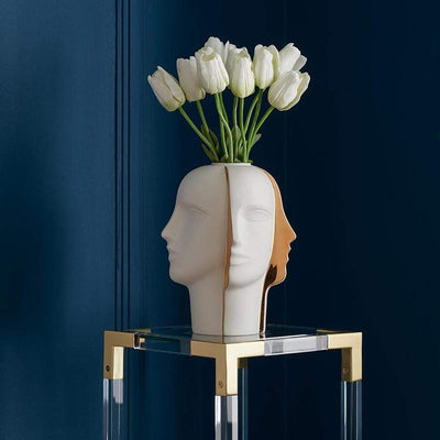 Jonathan Adler | Atlas Split Vase | White & Gold