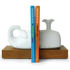 Jonathan Adler Whale Bookends w/ Wood | White