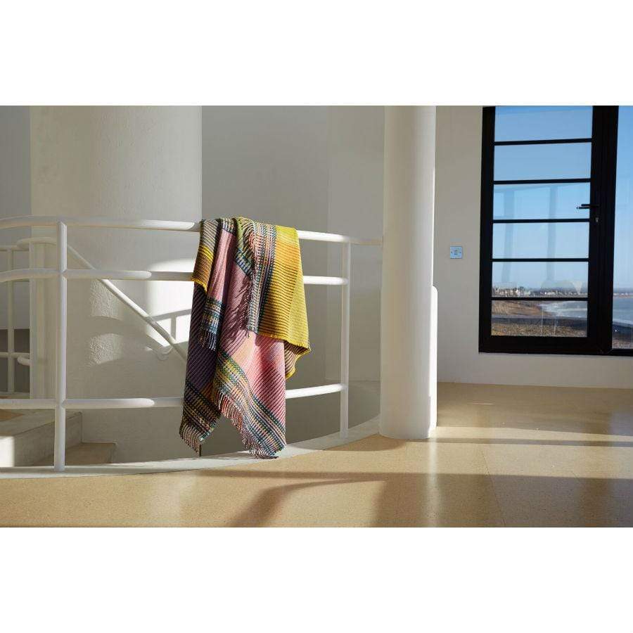 Lambswool Hambling Pinstripe Throw- Yellow/Pink