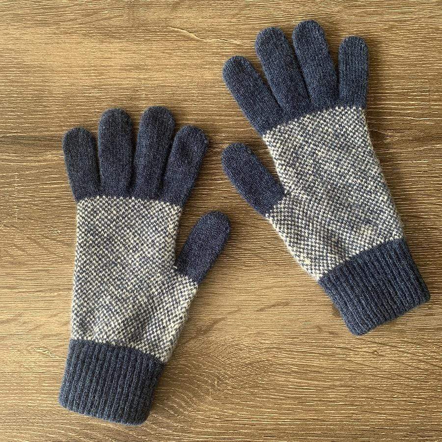 Lambswool Tiree Gloves | Blue