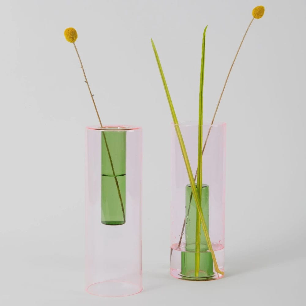 Large Reversible Glass Vase | Pink/Green