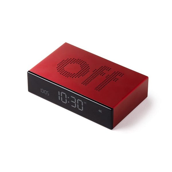 Lexon Flip Premium Reversible LCD Alarm Clock I Red