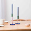Medium Glass Candlestick Holder | Pink/Green
