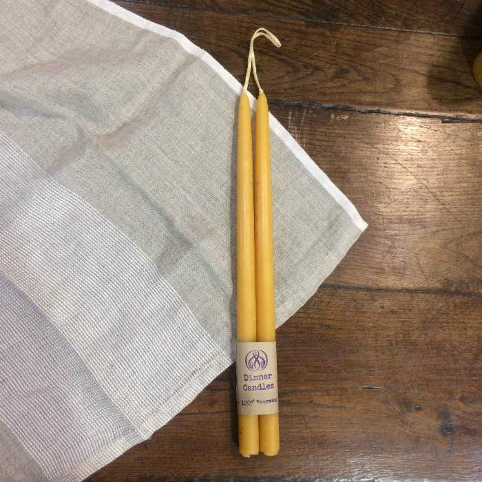 Natural Beeswax Dinner Candle | Long Set of 2