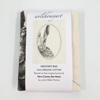 organic cotton grocery bag - here comes the moon