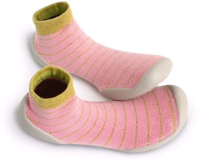 Pink and green stripe (Mountain Glossy) / 20/21(13.5cm) Children's Slipper Socks