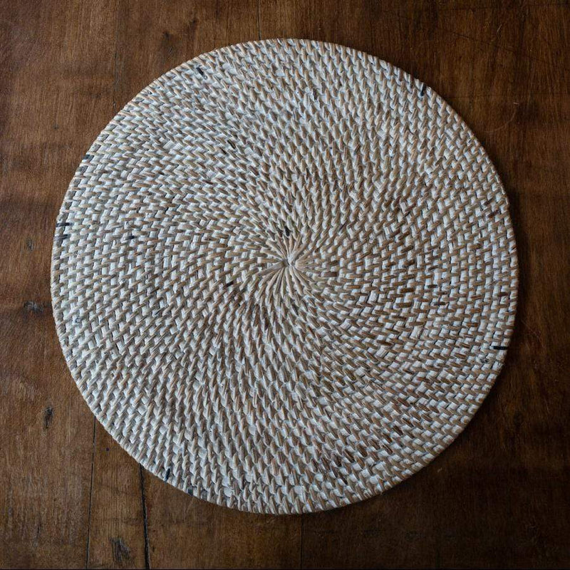 Rattan Placemat Round White Cranfields Wellington New Zealand