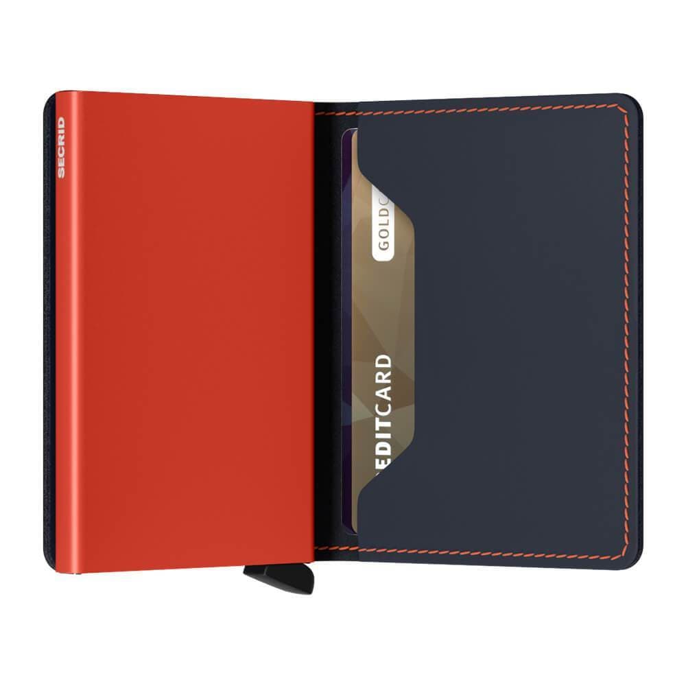 Secrid  Matte Leather Slim Wallet l Night Blue/Orange