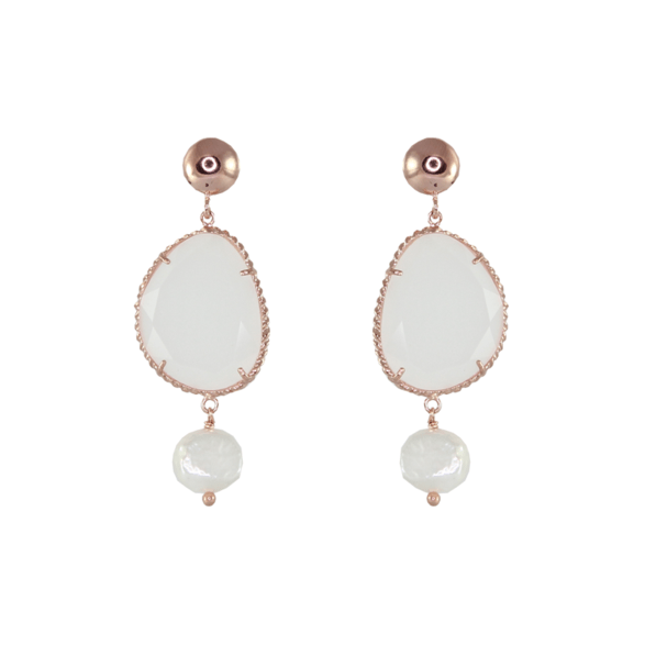 Simply Italian White and pearl drop earrings (stud)